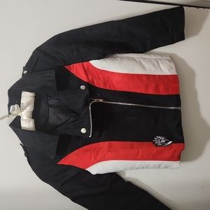 Disney D-Signed Descendants Girls Black Red Faux Suede Moto Jacket Coat Size L